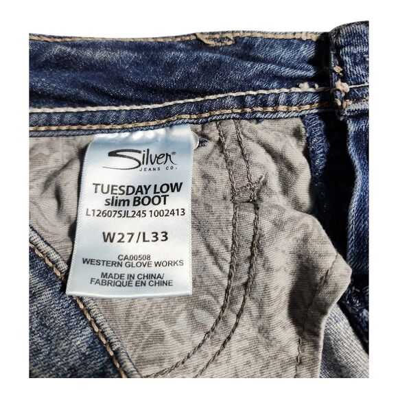 Silver Jeans Low Rise Women's Sz 27 Blue Bootcut Cowgirl Rodeo Denim Y2K Style - Picture 5 of 12